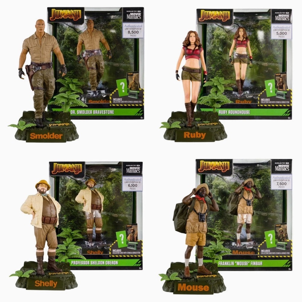 McFarlane Jumanji Movie Maniacs Complete 4 Figure Set Limited Ed.- Collectible